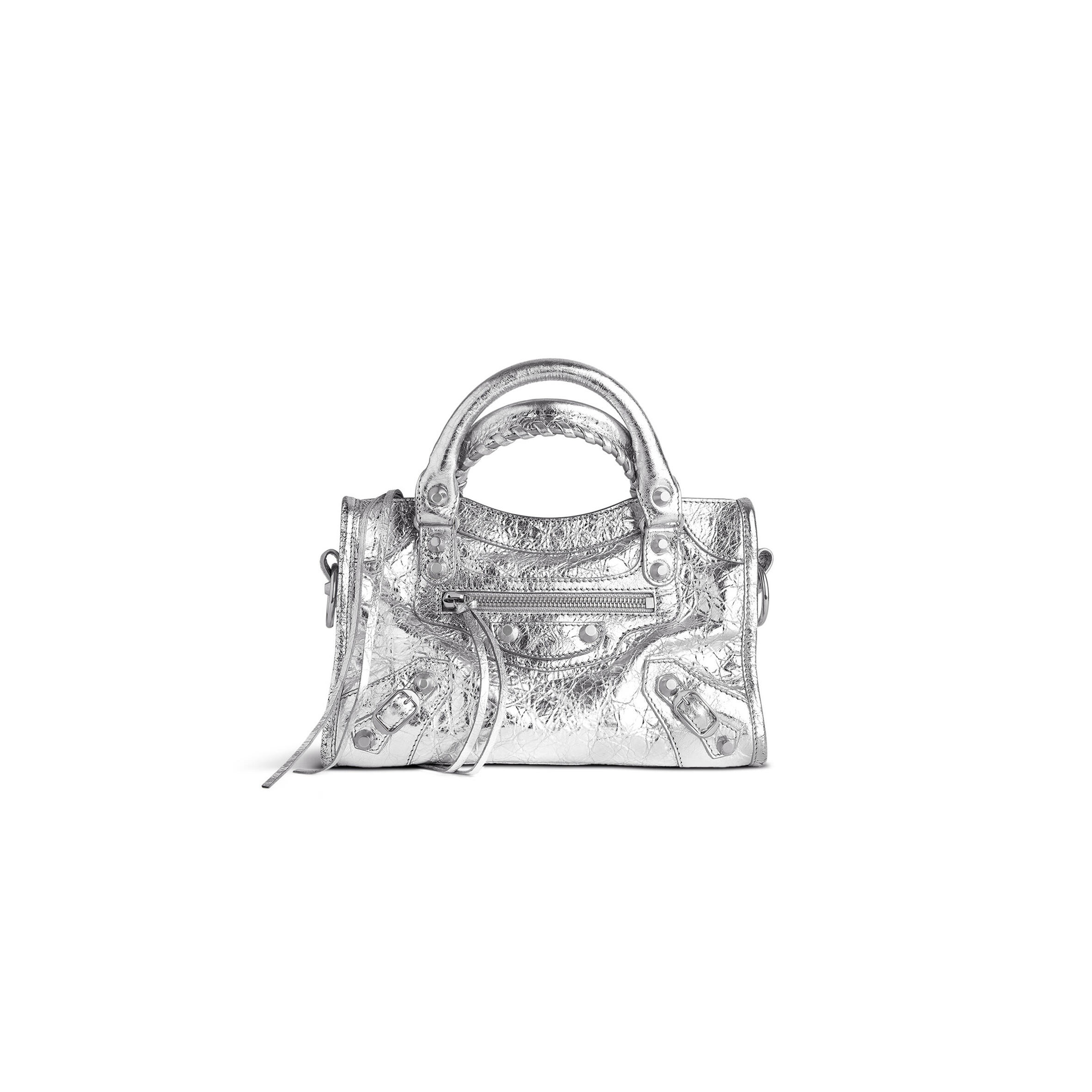 BALENCIAGA WOMEN'S LE CITY BAG MINI IN SILVER 8063952AA9R8122 (24*16*6.5cm)